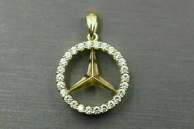 2.50 Ct Round Cut Simulated 14K Yellow Gold Plated Mercedes Pendant With Chain • $86.66