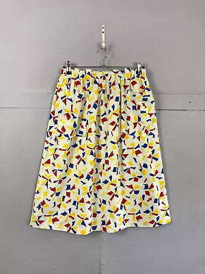 Vintage Patterned A Line Skirt White Scatter Print UK14-16 80s Pockets • £16.99