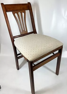 Vintage Stakmore 33  Wood Traditional American Folding Fold Floral Dining Chair • $119.99