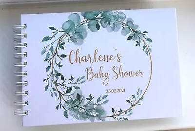 £14.99 • Buy Personalised A5 Green/Gold Baby Shower Guest Book Photo Book Scrapbook Hardback