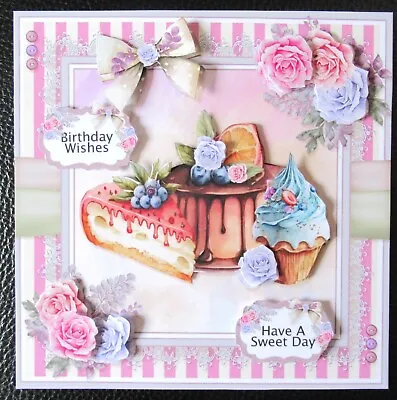£1.70 • Buy Handcrafted 3d Birthday Card Topper Cakes & Flowers Sweet Day