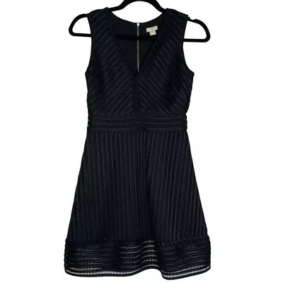 J. Crew Black Sleeveless Eyelet Fit & Flare Dress Size 00 Petite • $24