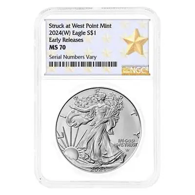 2024 (W) 1 Oz Silver American Eagle NGC MS 70 ER West Point • $47.41
