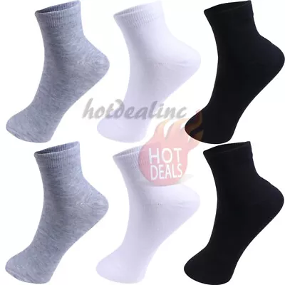 Lot 12 Pairs Men's Ankle/Quarter Athletic Socks Cotton Black/White/Gray • $12.99