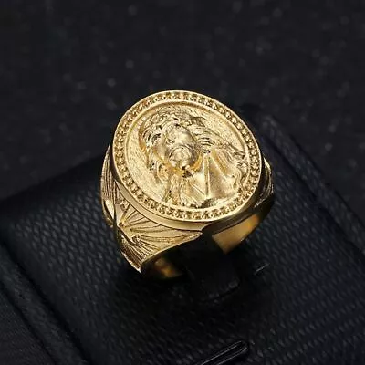 Hip Hop Jesus Casting Ring Vacuum Gold Plated Stainless Steel Mens Jewelry • $12.59