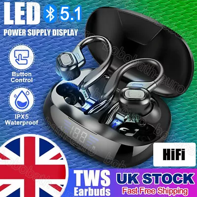 TWS Wireless Headphones Bluetooth Earphones Ear Hook Running Bass Sports Earbuds • £12.79