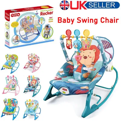 Baby Infant To Toddler Vibration Bouncer Rocker Swing Chair Soft Soothing Music • £30.90