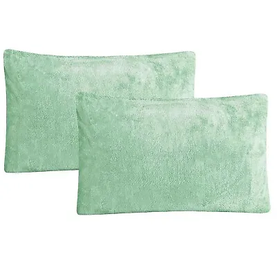 Teddy Bear Fleece Pillowcase Pair Best Quality Thermal Plush Cosy Warm 50x75cm • £12.99