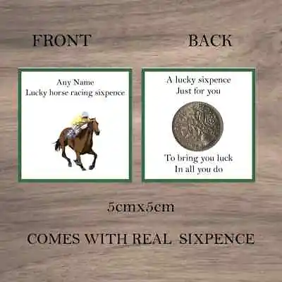 Personalised Lucky Sixpence Horse Racing Good Luck Token Novelty Gift • £3.49