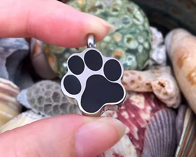 Pet Cremation Jewelry Pendant Urn Holds Ash Paw Print Dog Cat Mens Unisex Silver • $9.99