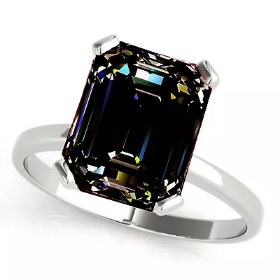 8.54 Ct Vvs1-Emerald Brown White Real Moissanite Diamond Engagement Silver Ring • £0.80