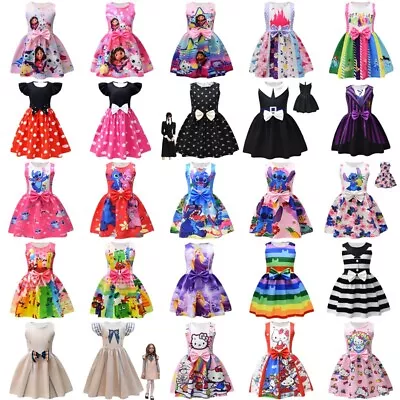 $19.99 • Buy Cartoon Girls Bow Princess Dress Kids Party Tutu Skirt Birthday Gift 2-8 Yrs