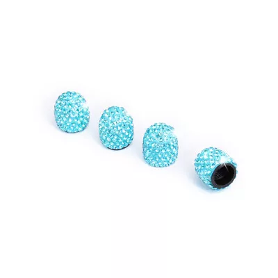 4x Light Blue Bling Crystal Diamond Stem Car Tire Tyre Valve Dust Cap Cover • $10.44