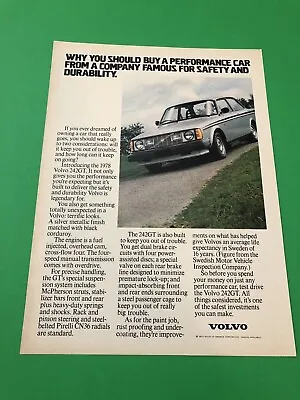 1977 1978 Volvo 242 Gt 242gt  Vintage Original Print Ad Advertisement Printed • $6.51