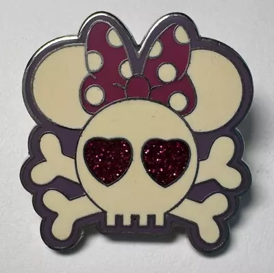 2009 Disney Pin Minnie Mouse Ears Skull Crossbones Glitter Heart Eyes 79841 • $11.99