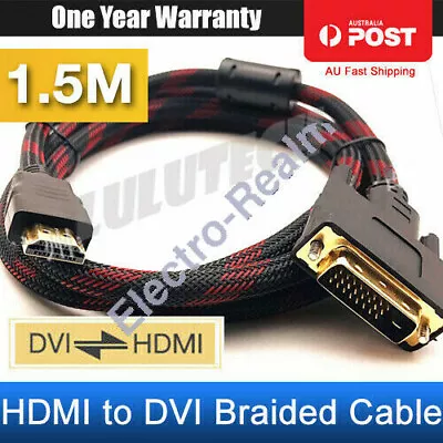 DVI To HDMI Digital Cable Lead DVI-D LCD Monitor HDTV Gold Plated PS Xbox 360 TV • $14.95