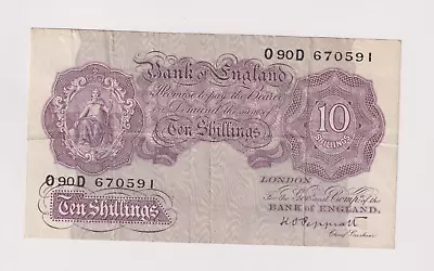 Bank Of England 10 Shillings Emergency Issue Banknote 1940 090D 670591 • £9.99