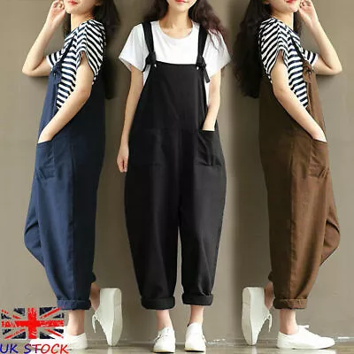 £10.55 • Buy Womens Loose Dungarees Jumpsuit Oversize Baggy Overalls Strappy Harem Trousers