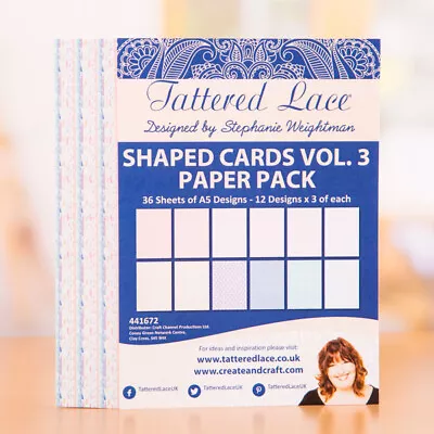 Tattered Lace Paper Pack A5 X 36 Sheets 12 Designs SHAPED CARDS Vol 3 Patterned • £4.99