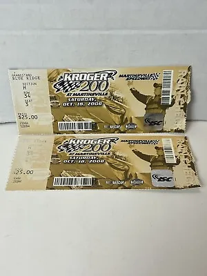 2008 Nascar Kroger 200 Ticket Stubs X2 Martinsville Speedway 1 Day Ship!👍 • $19.99