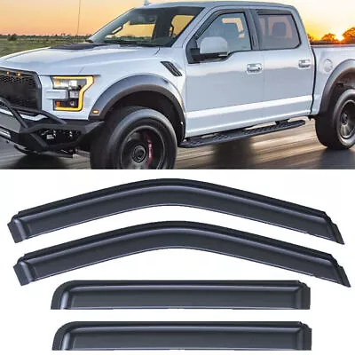 For 2015-2022 Ford F150 Crew Cab In-Channel Smoke Window Vent Visor Rain Guards • $34.99