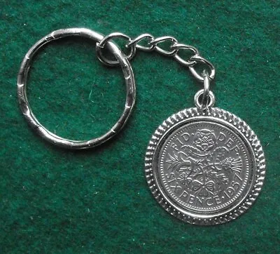 £2.95 • Buy 1958 Lucky Sixpence 65th Birthday Retirement Keyring Wedding Present Bag Queen