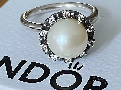 Pandora Everlasting Grace Pearl & CZ Ring Size 50 S925 ALE • £27