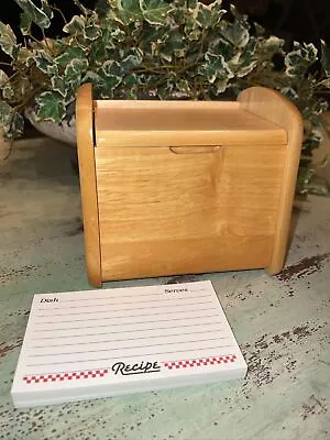 Wood Recipe / Index Card Box With Hinged Lid For 3x5  Cards • $10.99