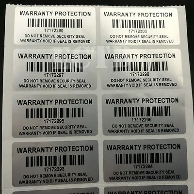 $8.50 • Buy Warranty Protection Sticker Barcode With Serial Number Tamper Proof VOID Sticker