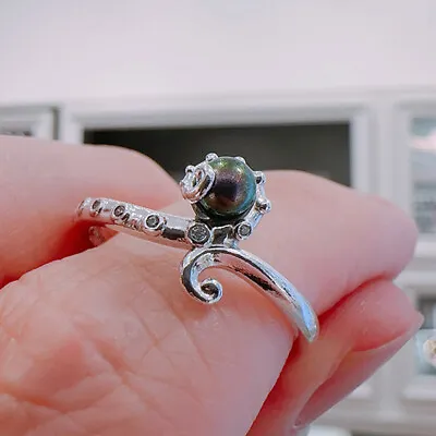 NEW Authentic 100% 925 Sterling Silver Octopus Wizard Ursula Ring Clear CZ Gift • $21.99