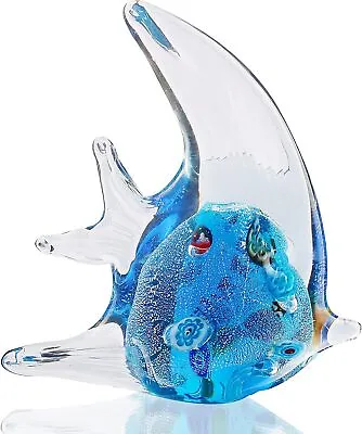 Murano Angel Fish Art Glass Blown Handmade Figurine Sculpture Home Decor Blue • $29.99