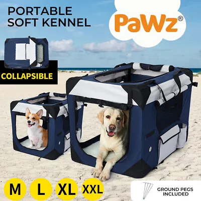 Pawz Pet Soft Crate Dog Cat Carrier Travel Cage Folding Kennel Metal Frame Large • $124.99