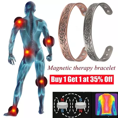 £3.68 • Buy Mens Solid Copper Bangle Magnetic Bracelet Pain Relief Arthritis Carpal Tunnel