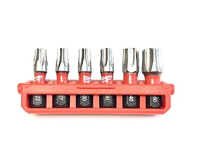 T-27 T-30 T-40 T-50 MILWAUKEE SHOCKWAVE 1 In. 6 Pc Torx Bit Set With Holder • $9.99