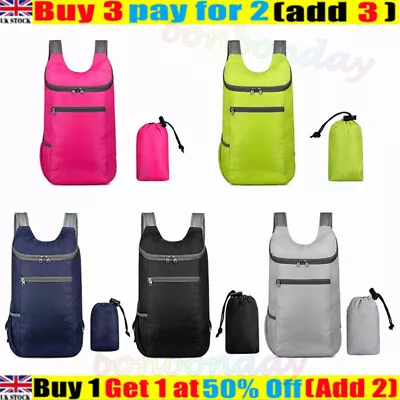 Waterproof Travel Rucksack Folding Backpack Shoulder Bag Camping/Walking Hiking♡ • £2.99