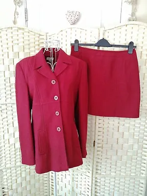 CHARLOTTE HALTON Vintage Designer Tailored Suit Mini Skirt & Jacket Size 14 Red • £25.50