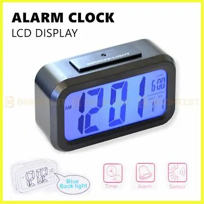 $19.95 • Buy LCD Alarm Clock Digital Display Time Desk Bedroom Blue Back Light Date Temp