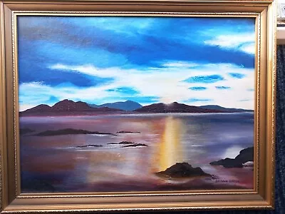 Beautiful Coastal Sunset Oil Painting By Barbara  Baxter Great Colours  • £19.99