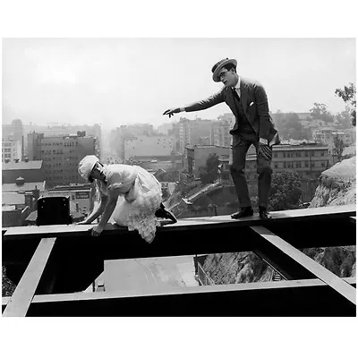 Harold Lloyd On Top Of Building Structure Pointing At Woman 8 X 10 Inch Photo • $8.99
