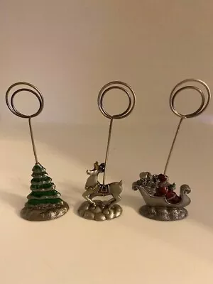 Set Of 3 Metal Christmas Card Holder Display Tree Reindeer Sleigh  • $6.99