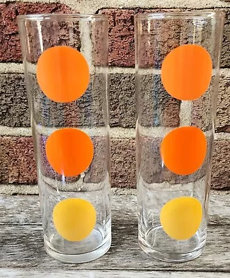 2 Orange Polka Dot Zombie Glasses Orange To Yellow Mid Century Modern  Barware • $34.99