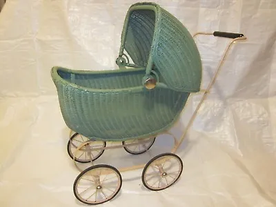 Lloyd Loom Products Wicker Doll Buggy Carriage Stroller ~ VINTAGE ~ FANTASTIC • $449.95