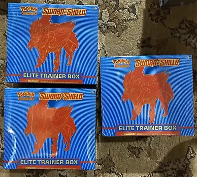 $150 • Buy 3 Pokémon TCG: Sword And Shield Elite Trainer Boxes (Zamazenta)