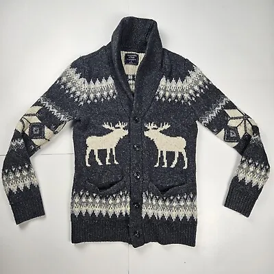 Abercrombie & Fitch Moose Cardigan Wool Sweater Unisex Small Winter Snowflake • $36