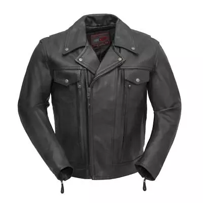 Men's Biker Leather Motorcycle Jacket Mastermind FirstMFG MCJ Armor Jacket • $339.99