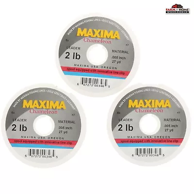 3-Pack Maxima Chameleon Leader Wheel 2 Lb Test 27 Yards ~ New • $13.27