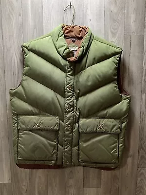 Vitg Windbreaker Outerwear Green Goose Down Puffer Vest Made In USA Mens Large • $34.99