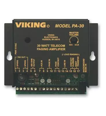Viking PA-30 30 Watt Telecom Paging Amplifier W/ Loud Ringer 8 Ohm Horn • $297.81