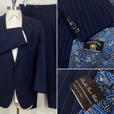 Solemare Maus Hoffman Fratelli Tallia Di Delfino Blue Pinstripe Suit 48R - 39x32 • $139.99