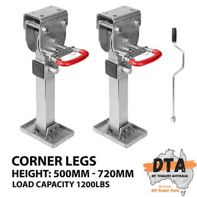 X2 Corner Legs Drop Down Stabilizers 500mm Handle 1200lbs Caravan Camper Trailer • $144
